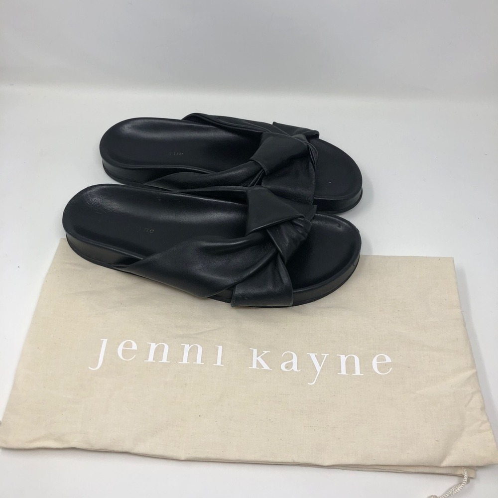 Jenni Kayne Leather Knot Sandal Womens 41 US 10.5 Black Chunky Romantic Boho - Picture 2 of 16